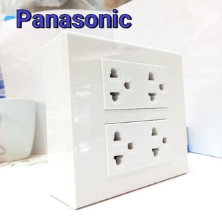 Panasonic (พานาโซนิก) 2 ปลั๊กกราวด์คู่ พร้อมบล็อกลอยติดผนัง 4 x 4 พร้อมจัดส่ง