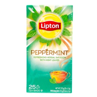 ลิปตัน ชากลิ่นเปปเปอร์มิ้นต์ Lipton Pepper Mint tea ชาผง กลิ่นมิ้น ชนิดซอง 25 ซอง tea bag 37.5g ชามิ้นต์ อินโดนีเซีย