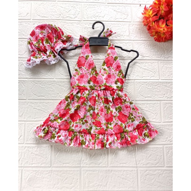 ชุดเด็ก ชุดเด็กผู้หญิง แถมหมวก ชุดลายดอก