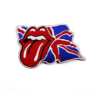 💋 ตัวรีดติดเสื้อ ลาย ลิ้น ปาก ริมฝีปาก ธงชาติ อังกฤษ Lips UK Flag Patch งานปัก DIY ตัวรีด อาร์มติดเสื้อ กระเป๋า ยีนส์