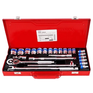 ชุดบล็อกEURO KING TOOLS 24 ชิ้น เนื้อเหล็กเงา CRV ใช้งานหนักได้ USA แท้