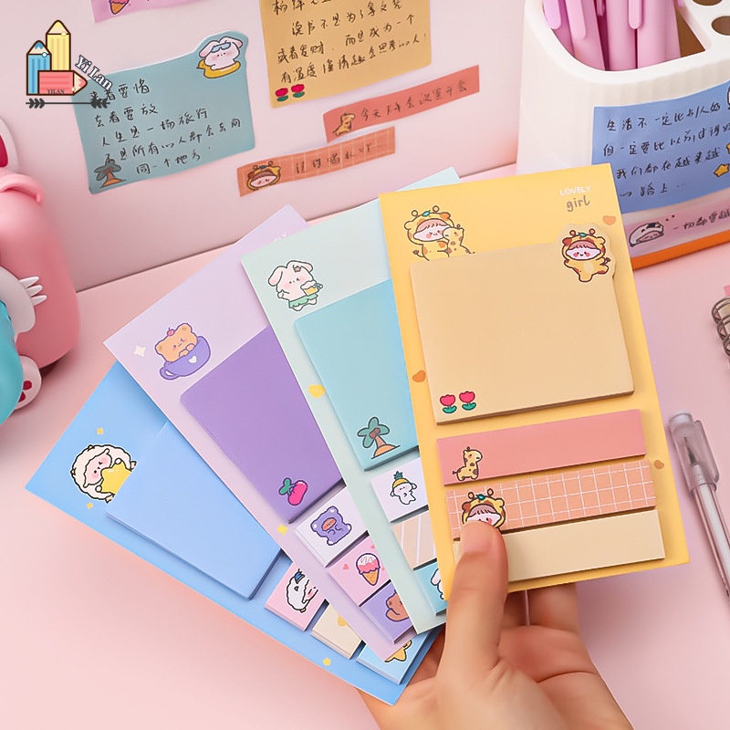 80 แผ่น/เซ็ตการ์ตูน Sticky Notes Memo Pad ข้อความสติกเกอร์ดัชนีเครื่องเขียนสํานักงาน