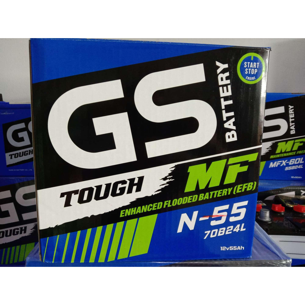 Gs N55 EFB รุ่นใหม่ล่าสุด 70B24L 55แอมป์ Maintenance Freeพร้อมใช้ Mazda2 สกายแอกทีฟ(GASOLINE), SWIFT