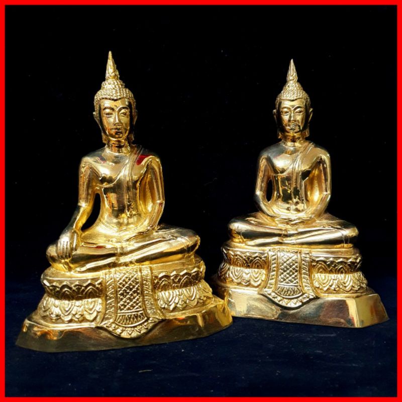 พระพุทธรูปทองเหลืองขัดเงา(หน้าตัก5นิ้ว สูง22ซม.)ผ่านพิธีพุทธาภิเษกแล้ว เหมาะสำหรับนำไปบูชาและถวายวัดในโอกาสมงคลต่างๆ