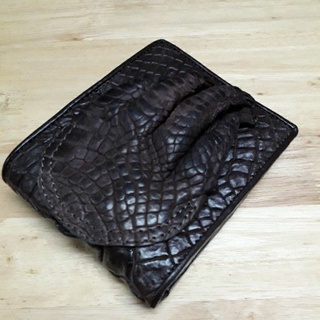 crocodile wallet กระเป๋าหนังจระเข้แท้สีน้ำตาลกระเป๋าสตางเท้าจระเข้