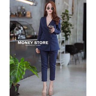 #ส่งต่อ Money Store เสื้อเซ็ตสูทเสื้อเกางเกง สีน้ำเงิน Size M