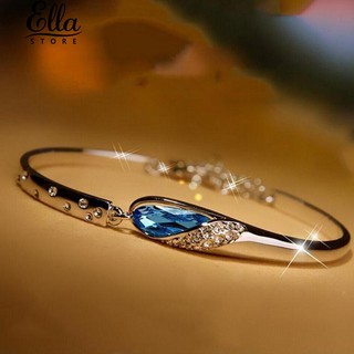 สร้อยข้อมือสร้อยข้อมือผู้หญิงตุ๊กตาเงินสร้อยข้อมือ Charm Cuff Peacock Blue Bangle