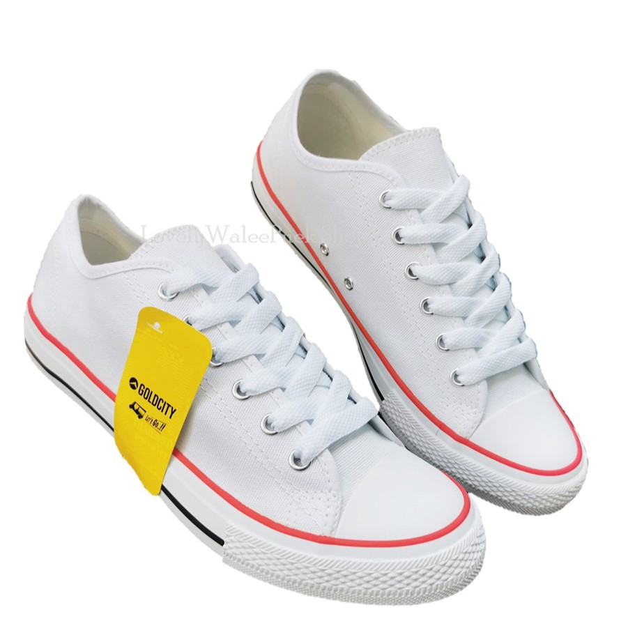 รองเท้าผ้าใบGoldCity-1207Classic canvas สีขาวแดง  Size 35-45