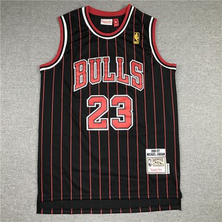 เสื้อกีฬาบาสเก็ตบอล NBA Jersey Chicago Bulls No. 23 Jordan Sports The Brand ALibal90EFelfi50 รองเท้ากีฬา ลายทาง สีแดง สีทอง