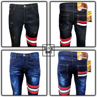 กางเกงยีนส์ ขาเดฟ ผู้ชาย แถบหนัง No.224/2,224/3,226/2 Live More Jeans (Size.28-36)​