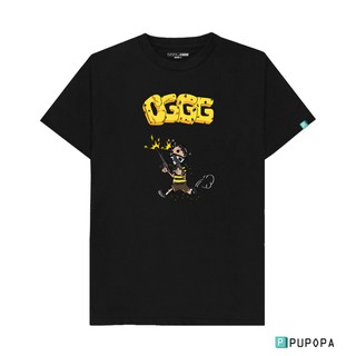 เสื้อยืด CGGG สตรีทอาร์ทลายการ์ตูน สีดำ Deep Black