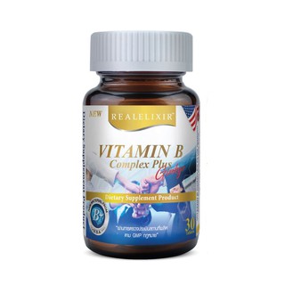 Real Elixir Vitamin B Complex Plus Ginkgo 30tab เรียล อิลิคเซอร์ วิตามินบี คอมเพล็กซ์ + ใบแป๊ะก๊วย 30 เม็ด