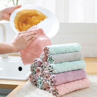 ผ้าเช็ดทำความสะอาด ผ้าเช็ดจาน สองด้าน ดูดซับน้ำ แผ่นใยขัด Cleaning Dishwashing Scouring Pads Cloth Kitchen Tools SS153