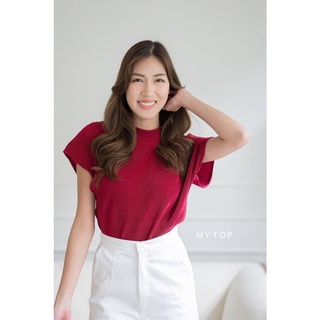 MY TOP เสื้อพลีทคอปีน ทรงแขนล้ำ งานตัวใหญ่ สาวอวบก็ใส่ได้ เสื้อผู้หญิงเข้ารูปสวยๆ งานนี้น่ารักมาก เสื้อผ้าสาวอวบ