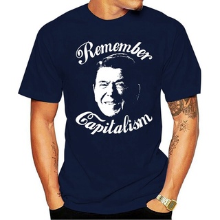 เสื้อยืดผ้าฝ้าย ขายดี เสื้อยืดคอกลม พิมพ์ลาย Ronald Reagan Remember Capitalism S KHepae89JIopch68 สไตล์คลาสสิก สําหรับผู