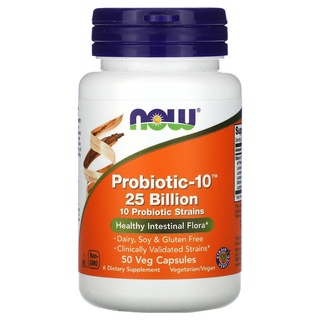 ✨พร้อมส่ง✨Now Foods, Probiotic-10, 25 Billion, 50 Veg Capsules (Exp:04/2024)✨ของแท้นำเข้าจากอเมริกา