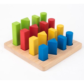 PlanToys ของเล่นไม้ แปลนทอยส์ กระดานแท่งเรขา GEOMETRIC PEG BOARD (2y+)