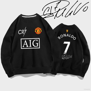 Ronaldo Manchester United F.C. Cr7 เสื้อโค้ทกันหนาวแขนยาวคอกลมทรงหลวมสําหรับผู้หญิงและผู้ชาย