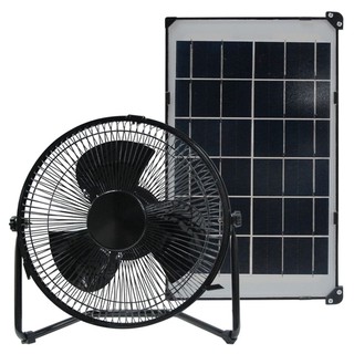 พัดลมเหล็ก ตั้งโต๊ะ DC 12v 10นิ้ว พร้อมแผงโซล่า LUMIRA SOLAR PANEL + FAN 10 INCH DC12V รหัส LFN-010