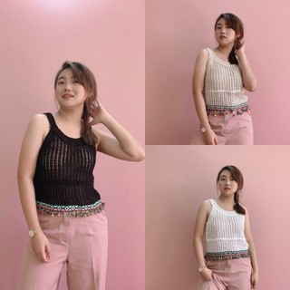 🌻🌹เสื้อแฟชั่นสำหรับผู้หญิง เสื้อครอปท็อปสายเดี่ยว สวยๆ  ผ้านิ่ม ใส่สบาย มีสีขาว ดำ ครีม ให้เลือก สินค้าพร้อมส่ง 🌹🌻