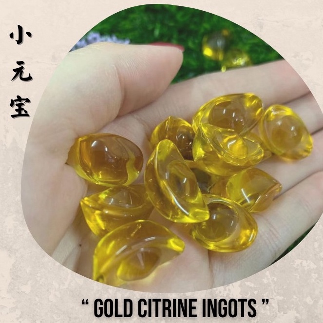 迷你小元宝宝迷你小元 แก้ว ชุบกระจก Gold Citrine Ingots "Yuan Bao" 20mm