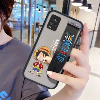 (พร้อมสายรัดข้อมือ) For Vivo V20 Pro 5G V20 Se V19 V20 2021 V21 V21E 4G V23E 5G อะนิเมะเคส Luffy การ์ตูนกันกระแทก Frosted กลับป้องกันเลนส์เต็มรูปแบบเคสใส่โทรศัพท์เคสโทรศัพท์