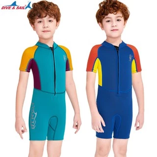 ชุดว่ายน้ำเด็ก ผู้ชาย เก็บอุณหภูมิ (ฟรีหมวก) Swimsuite กันหนาวกันแดด 2.5mm💦MMLanLa🚚ส่งในไทยพร้อมส่ง