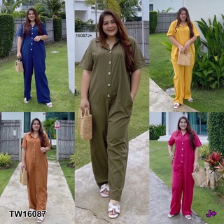 TW16087 Jumpsuit#BigSize จั๊มสูทขายาว