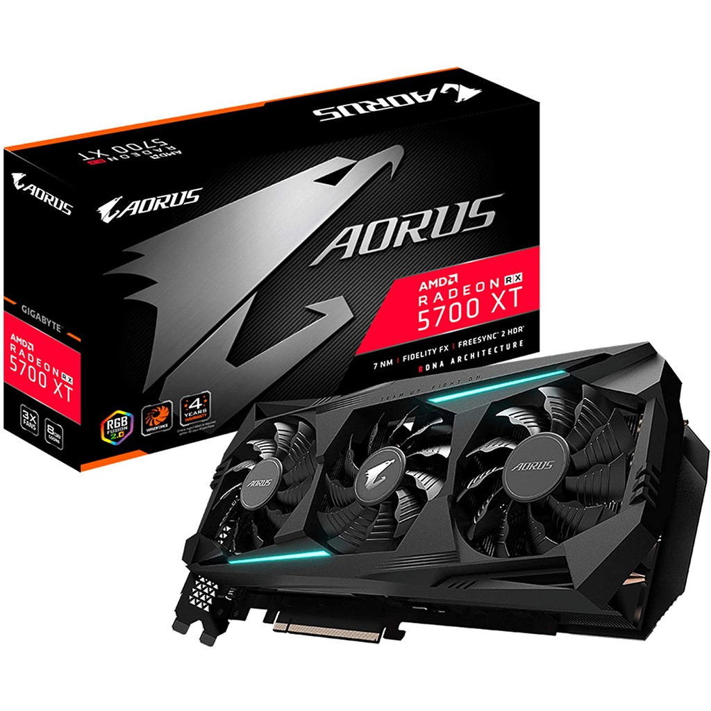 VGA Gigabyte AORUS RX 5700 XT 8GB GDDR6 256-Bit PCIe 4.0 การ์ดจอ รับประกันศูนย์3ปี RX5700XT