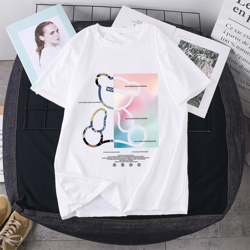 BK-510-SHORT เสื้อยืดแขนสั้นพร้อมส่ง 7สี ลายการ์ตูน ขายดีตามเทรนต์ ลายน่ารัก สีสันสดใส่น่ารัก ใส่ได้ทั้งหญิงและชาย