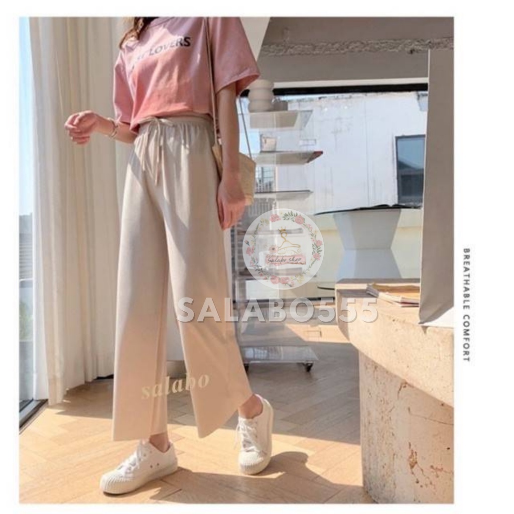 SALABO(พร้อมส่ง) กางเกงขายาวผู้หญิง แฟชั่น ทรงหลวมเอวสูง กางเกงขากว้าง สวยๆสไตล์เกาหลี #399