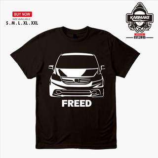 ROUND คอลูกเรือเสื้อยืด พิมพ์ลายรถยนต์ Karimake Honda Freed-4XL