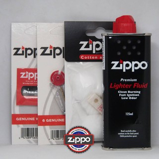 Zippo ชุดน้ำมัน ถ่าน ไส้ เรยอน สักหลาด สำหรับไฟแช็ก Zippo