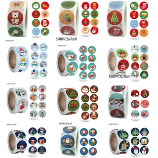 สติ๊กเกอร์ Merry Christmas Snowman สําหรับตกแต่งกล่องของขวัญ 1 นิ้ว 500 ชิ้น