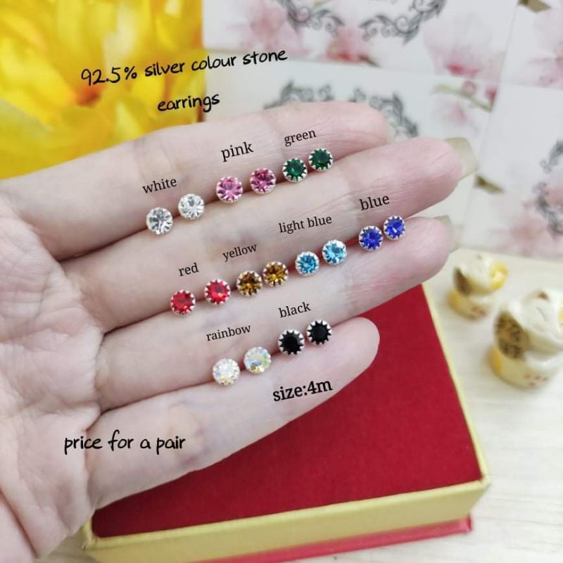 925纯银镶石耳环(925 silver earrings)*subang