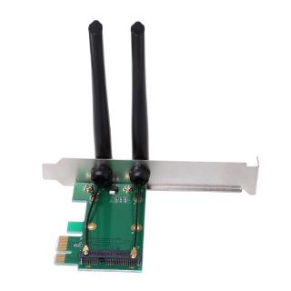 Wireless Network Card WiFi Mini PCI-E Express to PCI-E Adapter 2 Antenna External PC