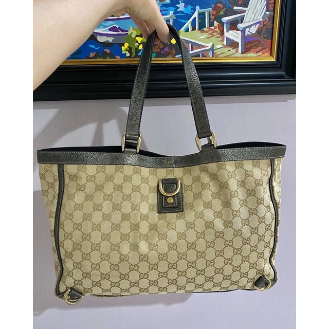 Gucci Abbey D Ring Tote ของแท้ สภาพดี กุชชี่ กระเป๋ามือสอง แบรนด์เนม