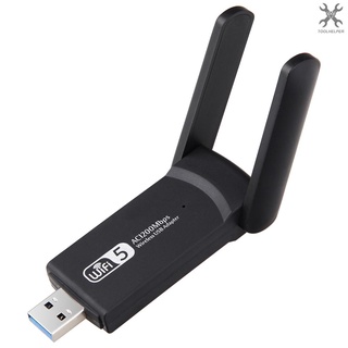 [toolhelper] อะแดปเตอร์การ์ดเครือข่าย WiFi USB ไร้สาย 1200Mbps 2.4G 5G Dual Band