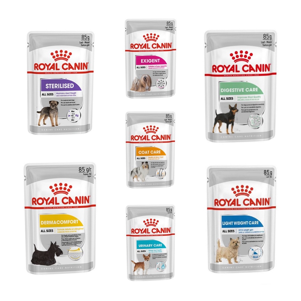 Royal Canin Dog Pouch อาหารเปียก สำหรับสุนัขที่ต้องการดูแลเป็นพิเศษ มี 7 สูตร ขน
