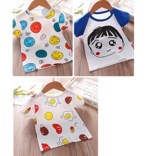 (พร้อมส่ง) เสื้อยืดแขนสั้นเด็ก เนื้อผ้าคอตตอน เนื้อนุ่ม (ไซต์80-110)