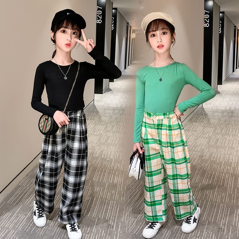 [Y D]146 พร้อมส่ง ชุดลำลองเสื้อแขนยาวกางเกงขากว้าง 2 ชิ้นสําหรับเด็กผู้หญิง