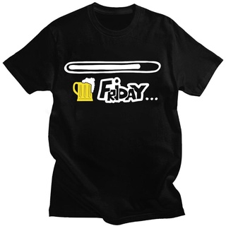 [COD]เสื้อยืดแขนสั้นลําลอง ผ้าฝ้าย พิมพ์ลาย Friday loading Drunk สําหรับผู้ชายS-5XL