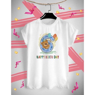 เสื้อยืด Happy Birthday 6 สุขสันต์วันเกิด ใส่สบาย ไม่ยืด ไม่ย้วย