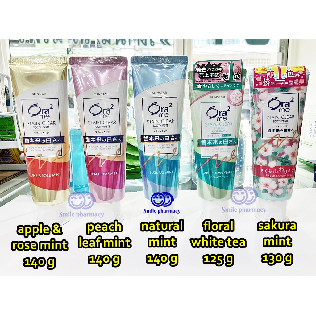 ฉลากไทย ยาสีฟันญี่ปุ่น โอราทู สเตนเคลียร์ สูตรขจัดคราบ Ora2 Stain Clear Toothpaste 125g, 140g ออร่าทู Sunstar