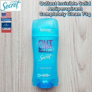 Secret® Outlast Invisible Solid Antiperspirant Completely Clean 73g ซีเครท ระงับเหงื่อ ระงับกลิ่นกาย สำหรับผู้หญิง