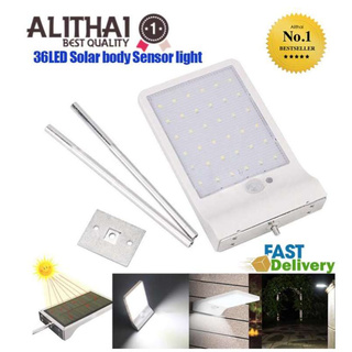 Alithai Solar light ไฟติดผนัง+สวน พลังงานแสงอาทิตย์36 LED + Motion sensor (Black)