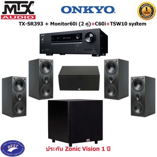 Onkyo TX-SR393 + MTX Monitor 60i+C60i+TSW10 system