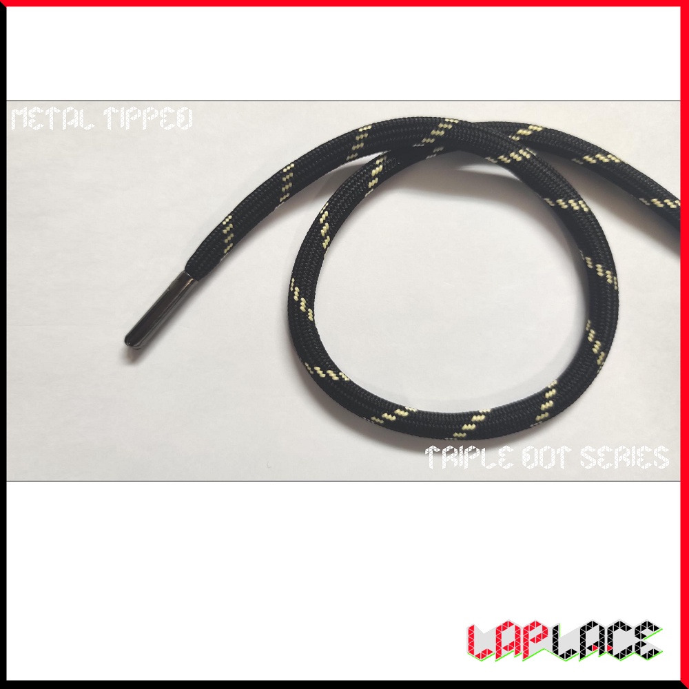 Black Dot Lace เชือกรองเท้า หัวโลหะ ลวดลายจุดพื้นดำ ขนาด 90 - 160 ซม.