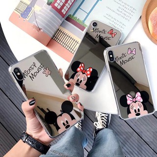 เคสมือถือกระจก ลายมิกกี้เม้าส์ มินนี่เม้าส์ สำหรับ  6 6s 7 8plus 11 11Pro X XR XS Max