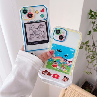 ใหม่ เคสโทรศัพท์มือถือ ลายการ์ตูนชินจังจอมแก่น แบบพับได้ สําหรับ iPhone11 xs max 7P 8Plus 12pro 13 pro max